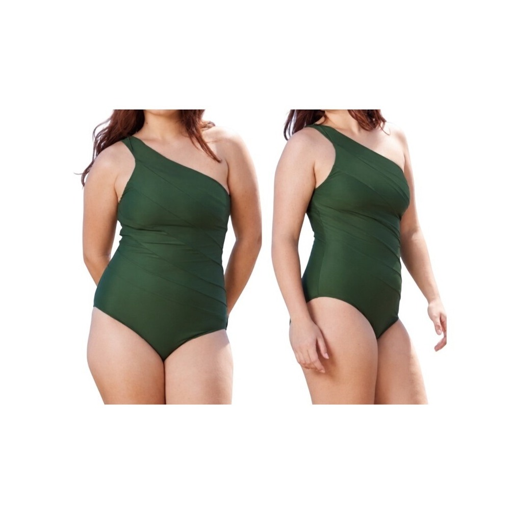 Summersalt Womens 18 The Sidestroke One Shoulder One Piece Swimsuit in Olive NWT